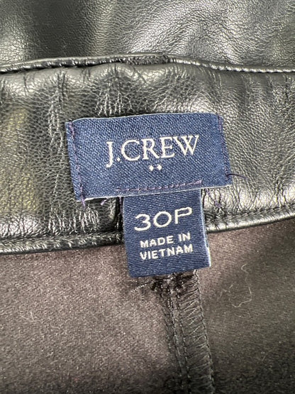 J.Crew Womens Black Lizzie High Rise Patch Pocket Faux Leather Pants - 30 Petite image 3