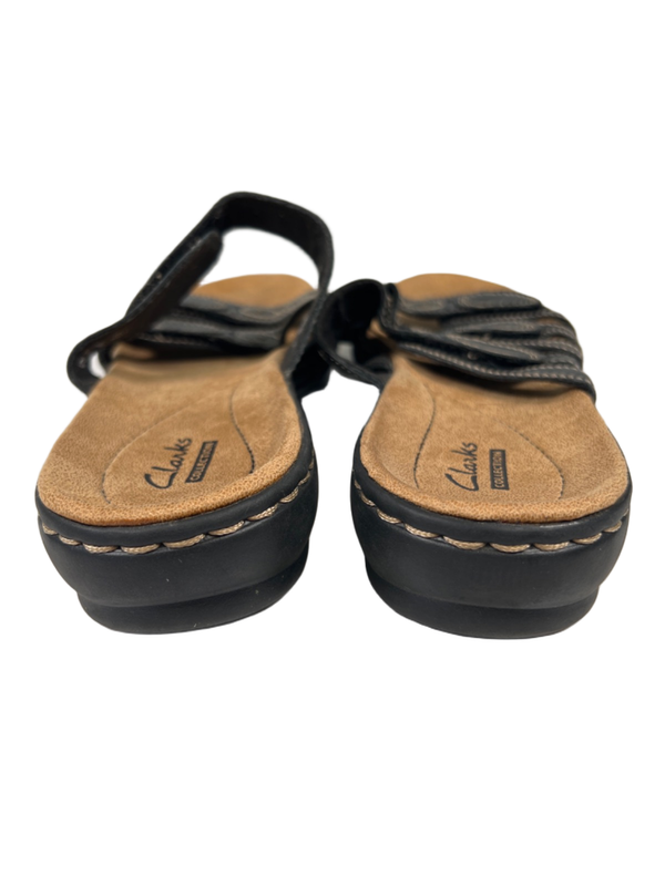 Clarks Collection Women's Black Leather Leisa Cacti Q Hook And Loop Sandals - 9 image 4