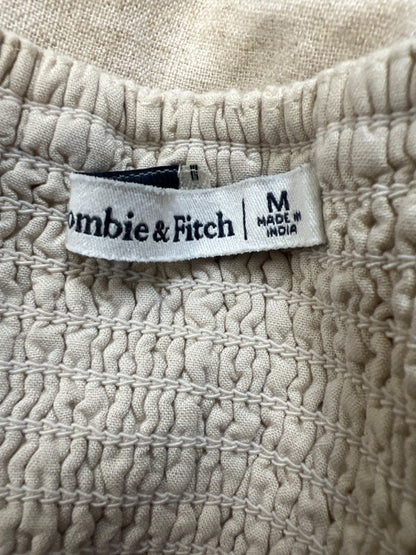 Abercrombie & Fitch Women's Beige Linen Blend Sleeveless Beaded Cami Top - M image 3