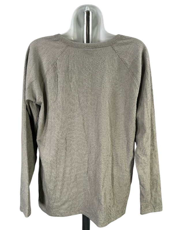 Eddie Bauer Women's Gray/Sage Long Sleeve Everyday Henley Shirt - M image 2