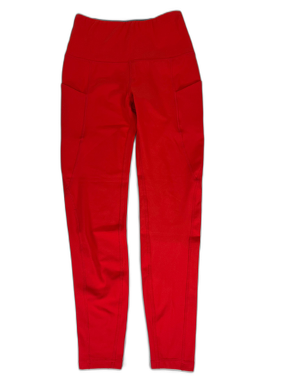 Ododos Women's Red Pocket Side Athletic Leggings - S