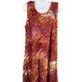 Christopher & Banks Women's Orange/Pink Tiered Sleeveless Midi Dress - XL