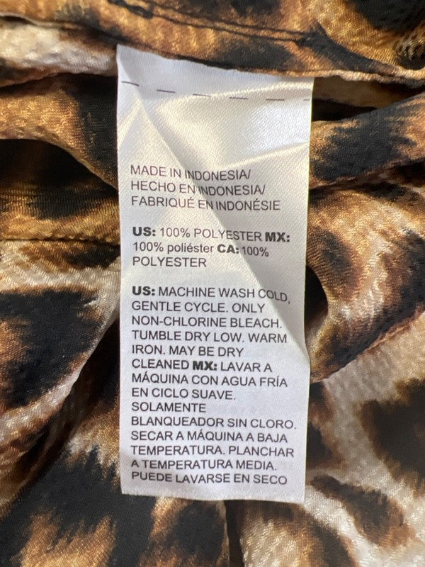 Chico's Women's Brown/Black Leopard Print V Neck Long Sleeve Blouse - 2/US 12-14 image 4