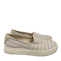 Toms Women's Ivory/Blue Striped Kameron Slip On Sneakers - 8.5
