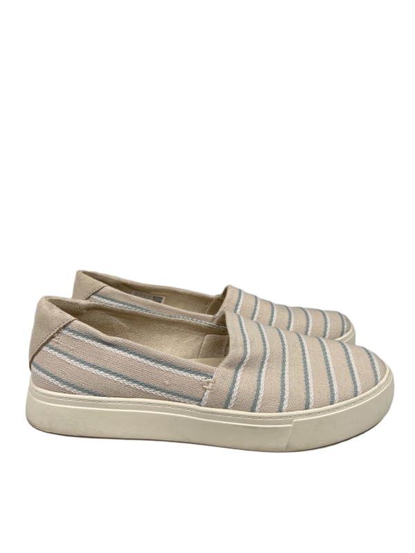 Toms Women's Ivory/Blue Striped Kameron Slip On Sneakers - 8.5