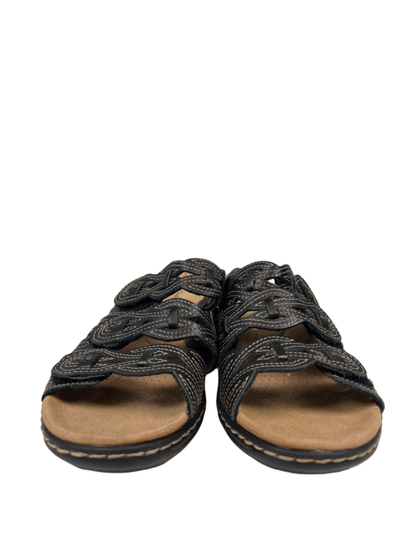 Clarks Collection Women's Black Leisa Faye Strappy Hook-And-Loop Sandals - 9 image 2