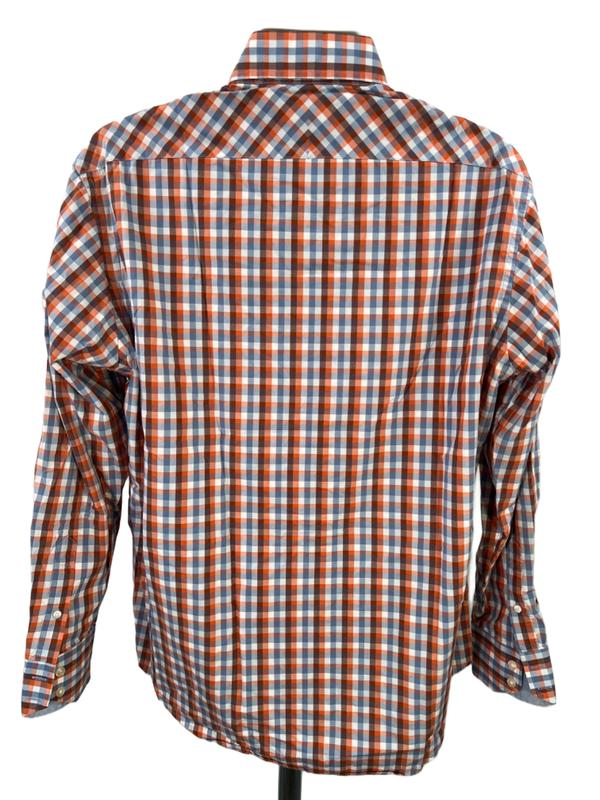 Johnston & Murphy Men's Orange/Blue Tailored Fit Long Sleeve Button up Shirt - L image 2