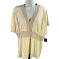 Tommy Hilfiger Women's Light Yellow V-Neck Shirt - XL