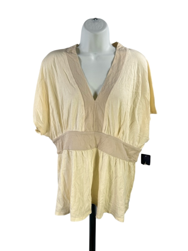 Tommy Hilfiger Women's Light Yellow V-Neck Shirt - XL