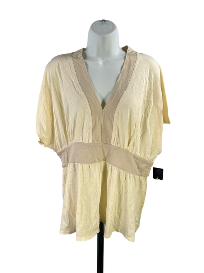 Tommy Hilfiger Women's Light Yellow V-Neck Shirt - XL