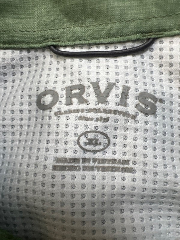 Orvis Men's Green Tech Chambray Button Up Short Sleeve Work Shirt - XL image 3