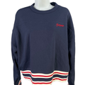 Champion Women's Navy Blue Striped Hem Elective Cropped Crewneck Sweatshirt - L