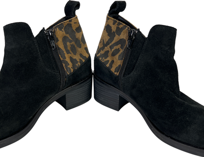 Clarks Women’s Black Suede Animal Print Block Heel Ankle Booties - 6 image 6