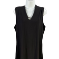 White House Black Market Women's Black Sleeveless V-Neck Blouse - L