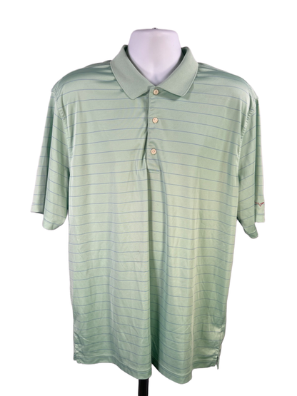 Greg Norman Men's Green/Blue ML75 Striped Polo Short Sleeve Shirt - XL