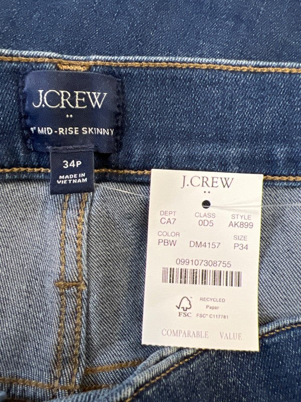 J.Crew Women's Medium Wash Mid Rise Skinny Jeans - 34 Petite image 3