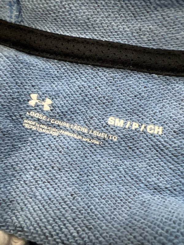 Under Armour Men's Blue Heather Loose Short Sleeve Pullover Hoodie Shirt - S image 3