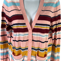Halogen Women’s Pink Striped Thin Knit Long Sleeve Cardigan Sweater - S
