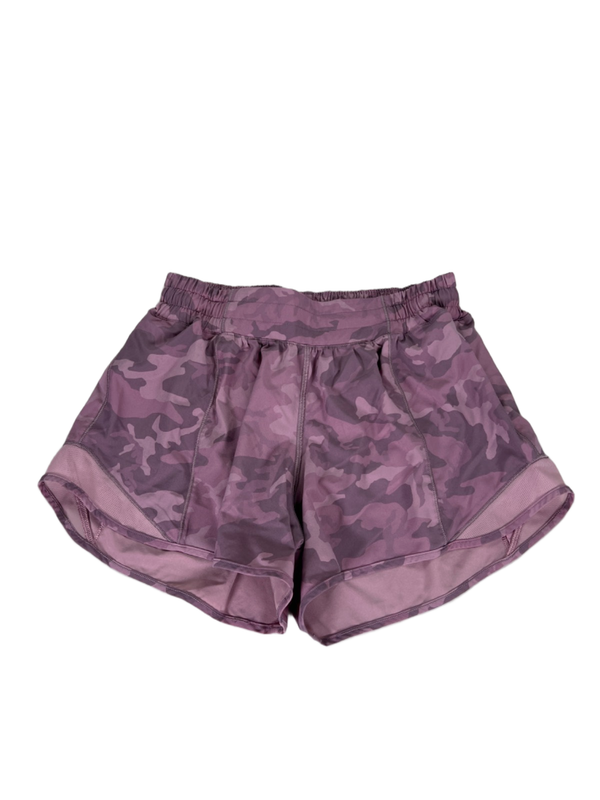 Lululemon Women's Purple/Pink Camoflauge Hotty Hot Lined Athletic Shorts - 6