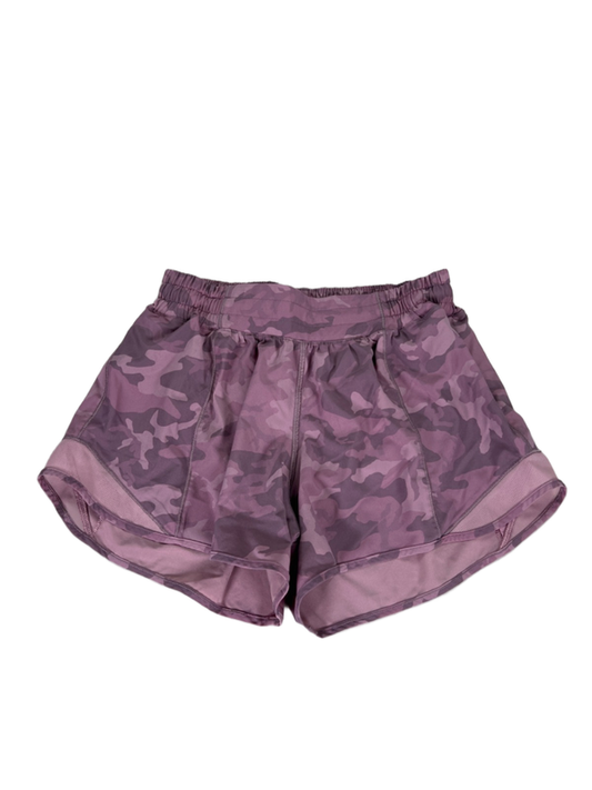 Lululemon Women's Purple/Pink Camoflauge Hotty Hot Lined Athletic Shorts - 6