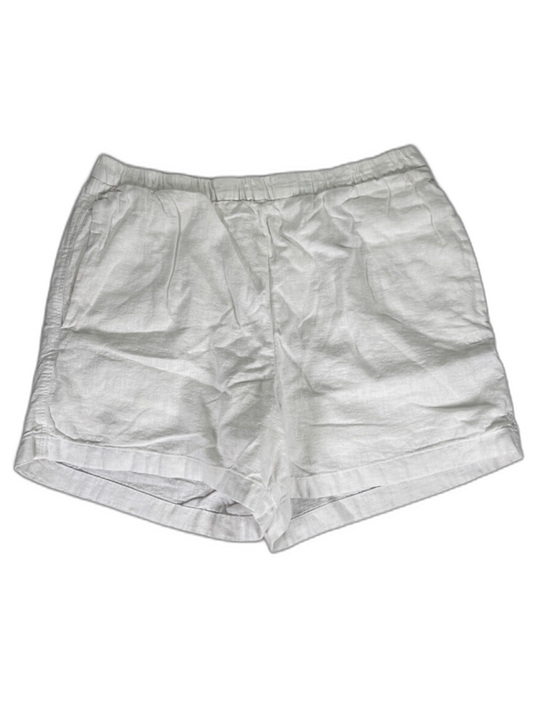 Calvin Klein Women's White Pull On Linen Blend Shorts - L