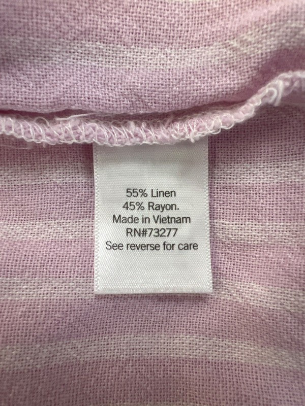 Sonoma Women's Pink/White Striped Linen Blend Tiered Sleeveless Maxi Dress - M image 4