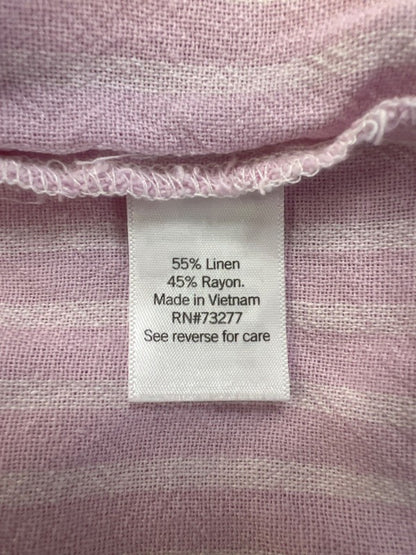 Sonoma Women's Pink/White Striped Linen Blend Tiered Sleeveless Maxi Dress - M image 4