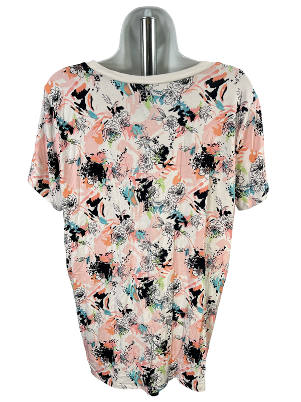 Torrid Women's Pink Floral Short Sleeve Super Soft Knits T-Shirt Plus 1 image 2