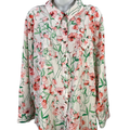Tommy Hilfiger Women's White/Green Floral Long Sleeve Button Up Shirt - Plus 2X
