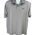 Under Armour Men's Gray Striped Short Sleeve Performance Golf Polo - XL