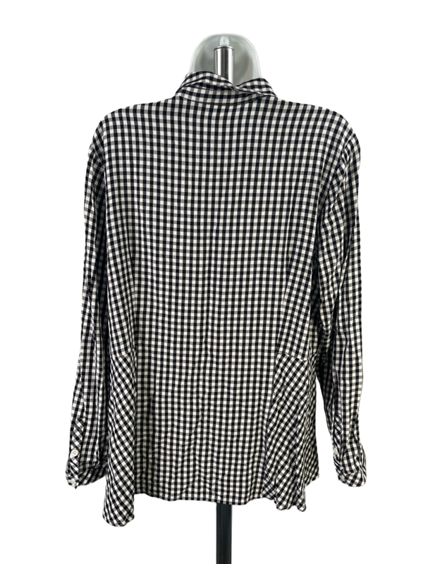 J Jill Women's Black/White Checkered Long Sleeve Button Up Shirt - L image 2