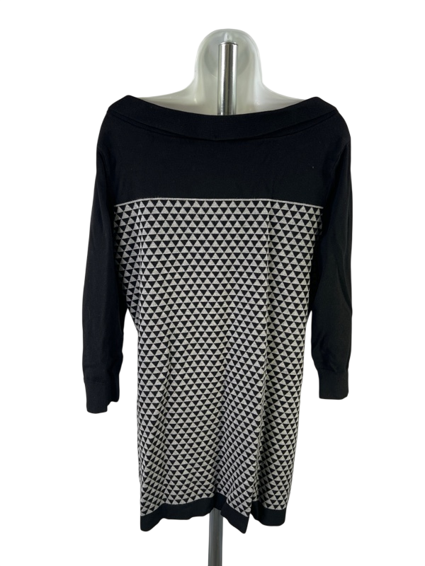 White House Black Market Women's Black/Gray 3/4 Sleeve Sweater - XL image 2