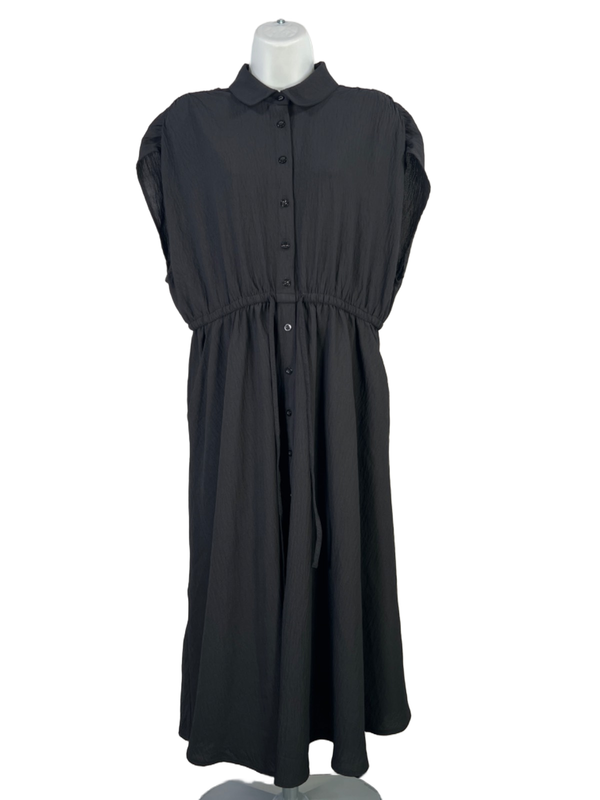 Torrid Women's Black Gauze Button Up Sleeveless Midi Dress - 0 Plus