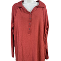 Columbia Women's Orange/Red Long Sleeve V-Neck Henley Shirt - Plus 1X