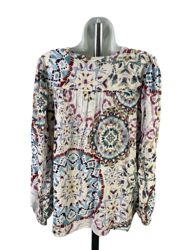Ba&sh Women's White/Multicolor Button Up Long Sleeve Blouse - L image 2