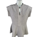 Monteau Los Angeles Women's Blue Striped Peplum Blouse - M