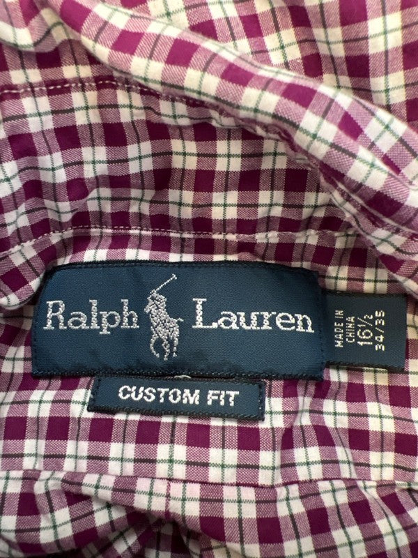 Ralph Lauren Men's Purple Plaid Custom Long Sleeve Button Up Shirt - 16.5-34/35 image 3