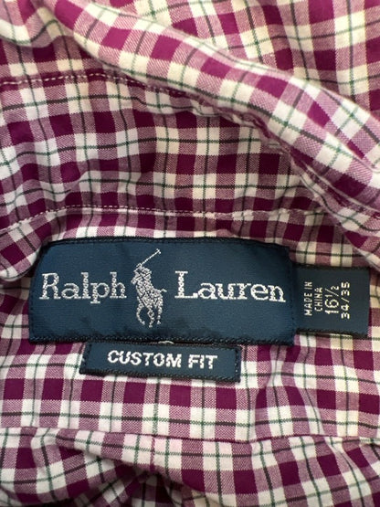 Ralph Lauren Men's Purple Plaid Custom Long Sleeve Button Up Shirt - 16.5-34/35 image 3