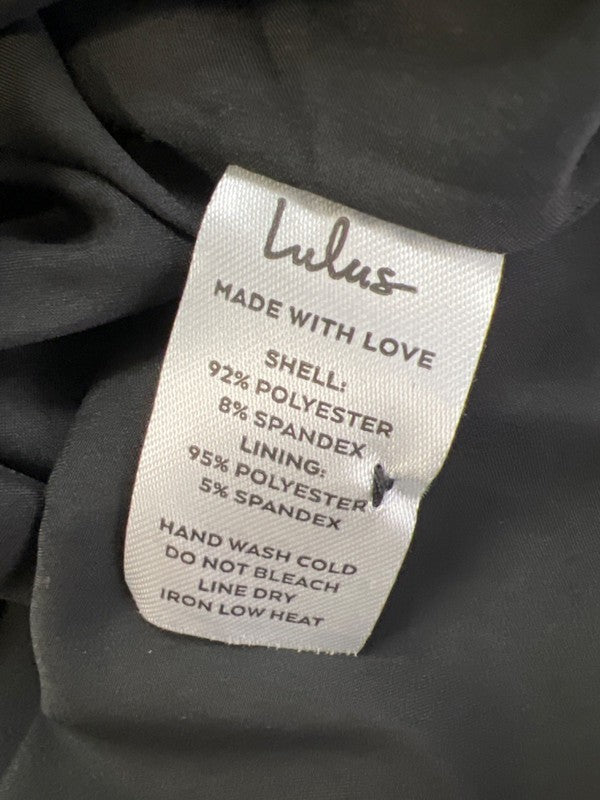 Lulus Women's Black Satin Faux Front Wrap Sleeveless Mini Dress - L image 4