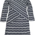 BCBGMaxazria Women’s Blue/White Lace Lined Long Sleeve Sheath Dress - L