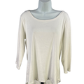 Chico's Women's Ivory/White Sasha Shirttail 3/4 Sleeve Basic T-Shirt - 2/US L