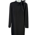 Calvin Klein Women’s Black Long Sleeve Side Bow Tie Neck Shift Dress - 10
