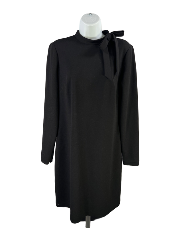 Calvin Klein Women’s Black Long Sleeve Side Bow Tie Neck Shift Dress - 10