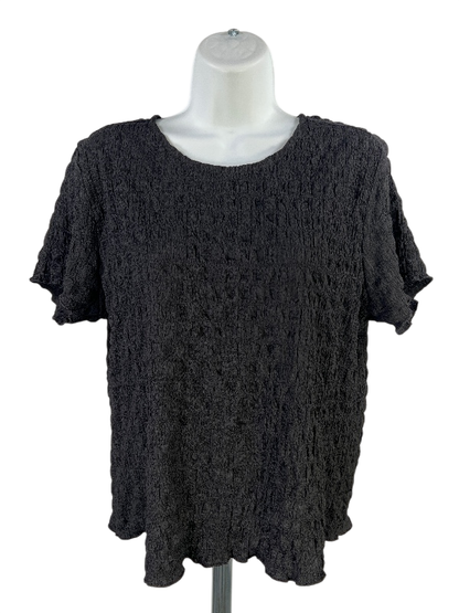 Torrid Women's Black Short Sleeve Textured Shirt - Plus 0