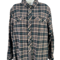 Nike Women's Gray/Blue Plaid Long Sleeve Button Up Flannel Shirt - L