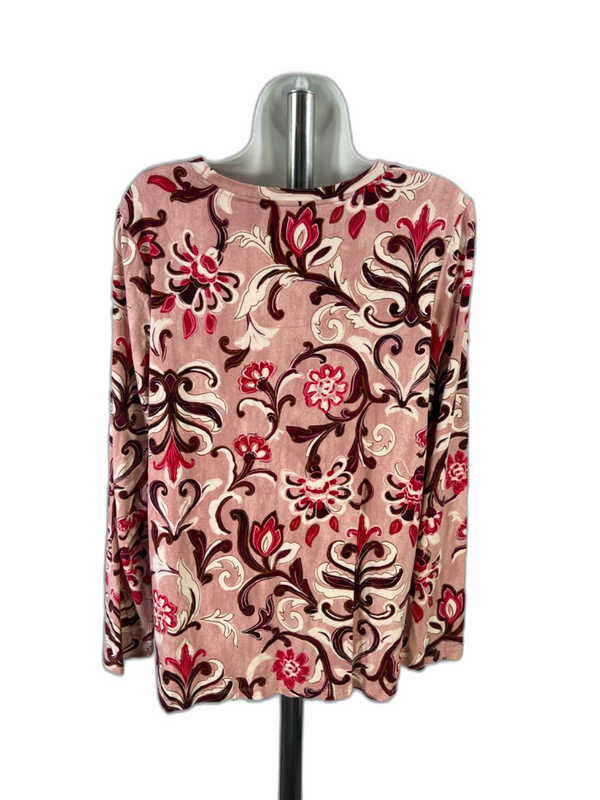 Chico's Women's Pink Paisley Long Sleeve T-Shirt - 2/US L image 2