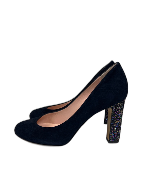 Kate Spade Women's Navy Blue Glitter Suede Allora Pump Heels - 7 image 6