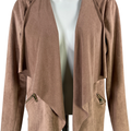 Adrienne Vittadini Women’s Brown Faux Suede Open Drape Front Jacket - XS