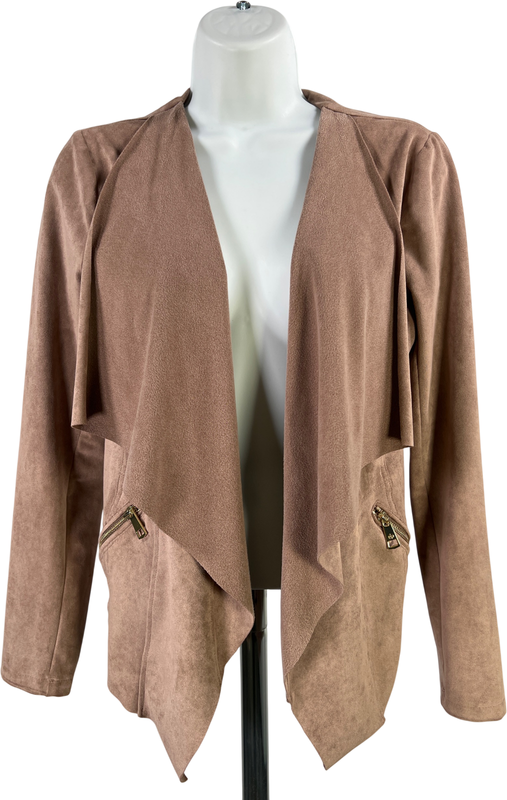 Adrienne Vittadini Women’s Brown Faux Suede Open Drape Front Jacket - XS