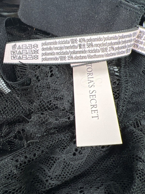 Victoria's Secret Women's Black Sheer Lace Open Back Teddy Lingerie Bodysuit - M image 4